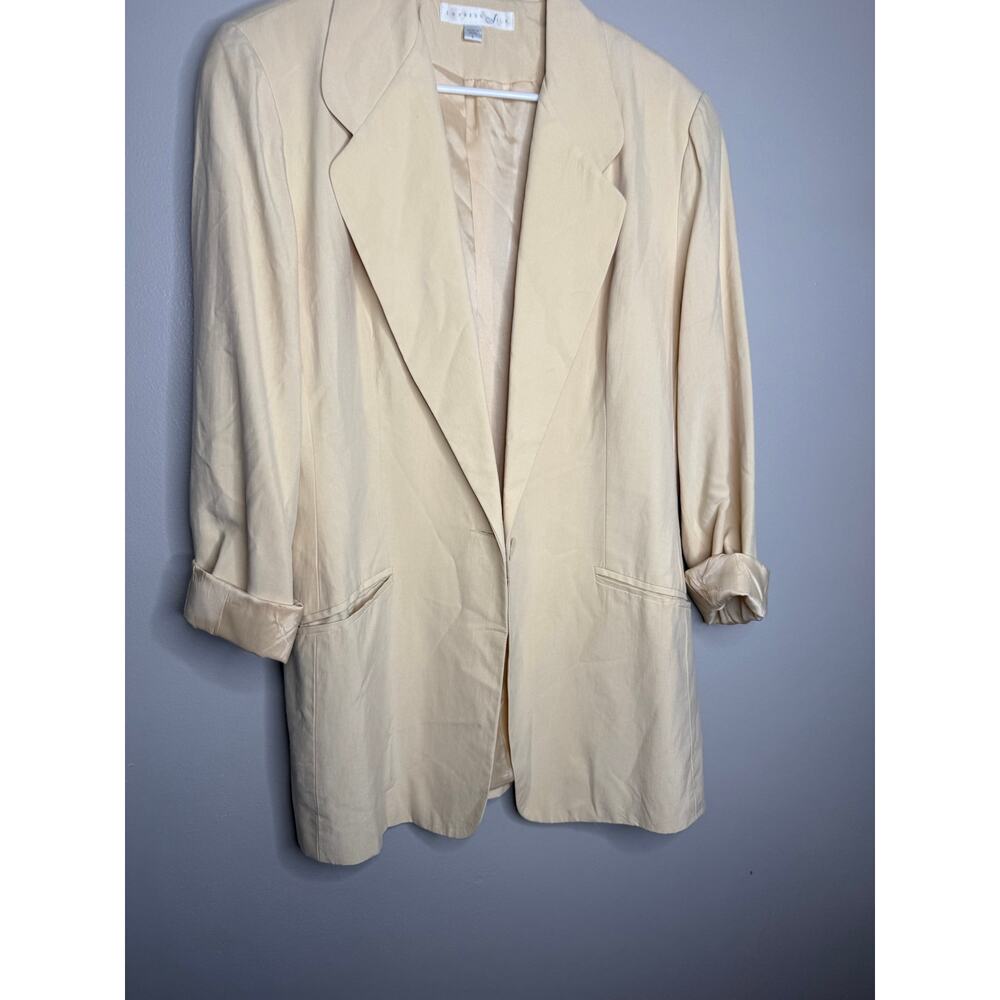 Express Silk 100% Silk Oversized Blazer Beige Cream Sz Large Vintage Minimalist - Picture 3 of 6
